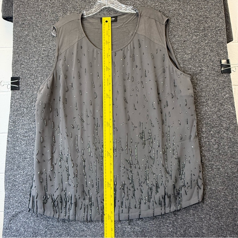 JONES NEW YORK‎ Beaded Sequined Dressy Sleeveless Plus Size Top 18W Blouse GRAY - Picture 13 of 15